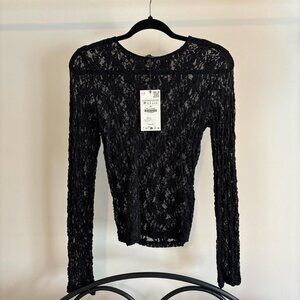 Black Lace Long Sleeve Top